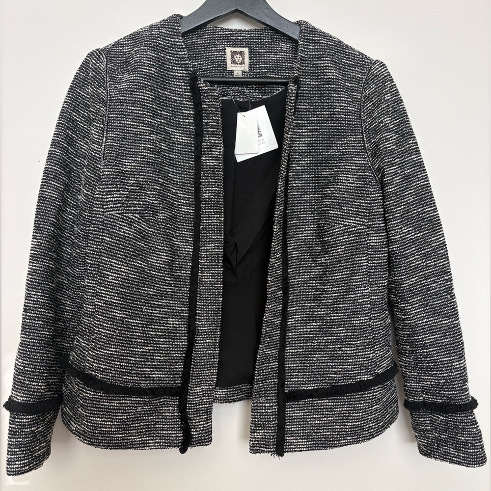 NWT Anne Klein Black/White Embellished Crop Blazer Size 6 Sku#134